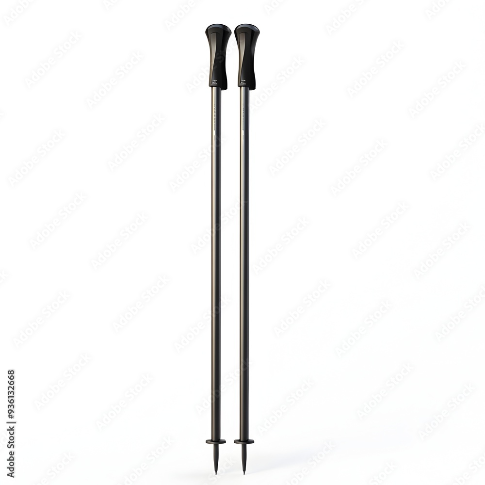 Pair of Ski Poles Isolated on Pristine White Background for Winter Sports Concept Pair of Ski Poles Isolated on Pristine White Background for Winter Sports Concept