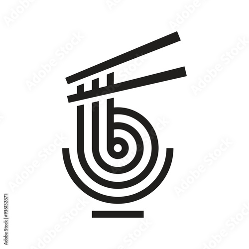 combination of noodles in a chopstick and bowl becomes the letter b logo vector
