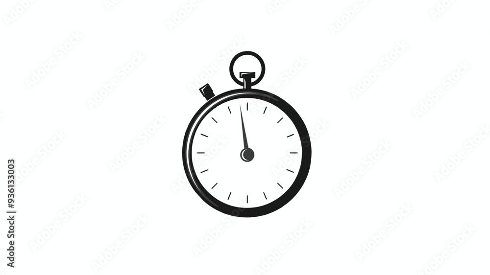 A watch, a stopwatch that goes fast. Video of a black and white stopwatch in motion, suitable as an icon A watch, a stopwatch that goes fast. Video of a black and white stopwatch in motion, suitable as an icon