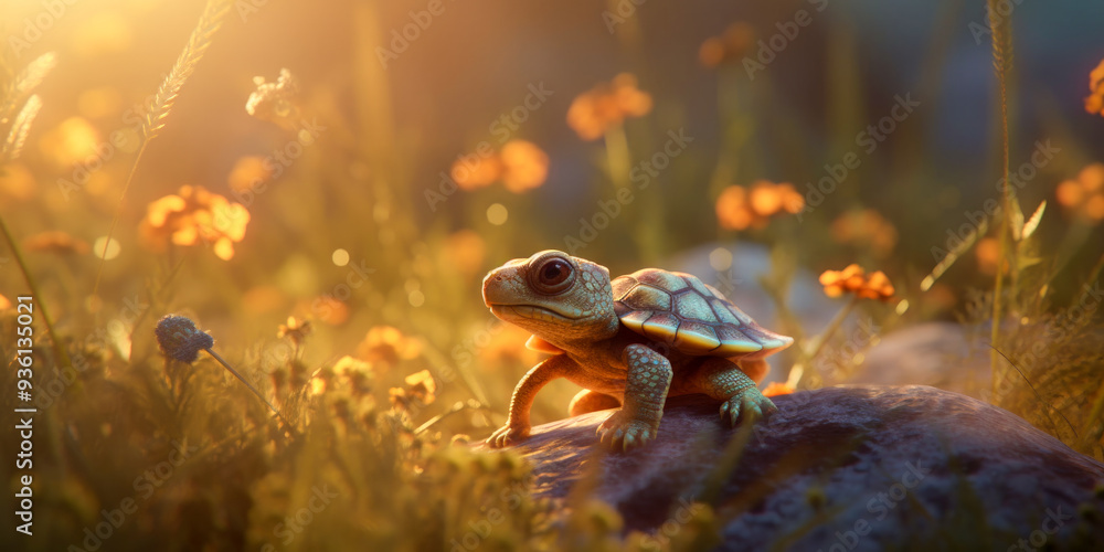Fototapeta premium Turtle hatching close up