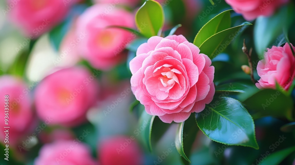 Close-Up of a Delicate Pink Camellia Blossom Close-Up of a Delicate Pink Camellia Blossom