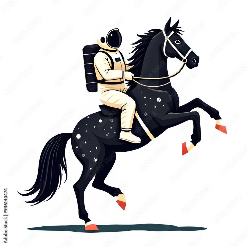 Fototapeta premium astronaut ride horse
