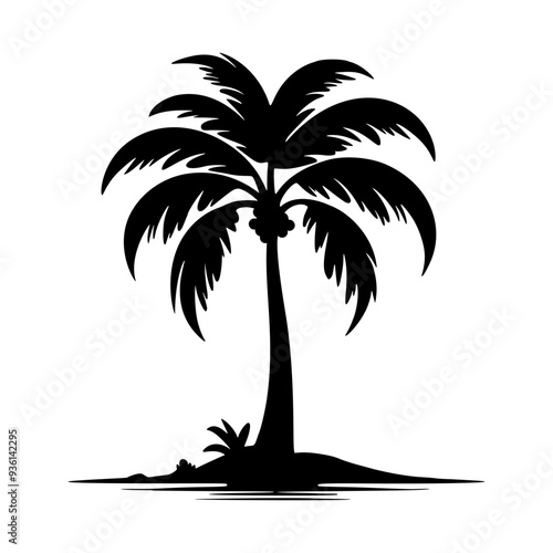 Isolated Palm Tree Design Element on White Background - Tropical Vector Illustration