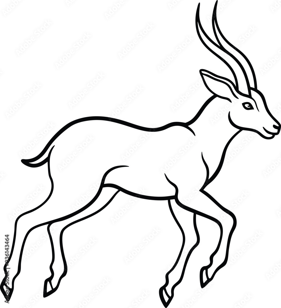 Gazelle outline illustration art, smooth line art like silhouette on white background. Gazelle outline illustration art, smooth line art like silhouette on white background.