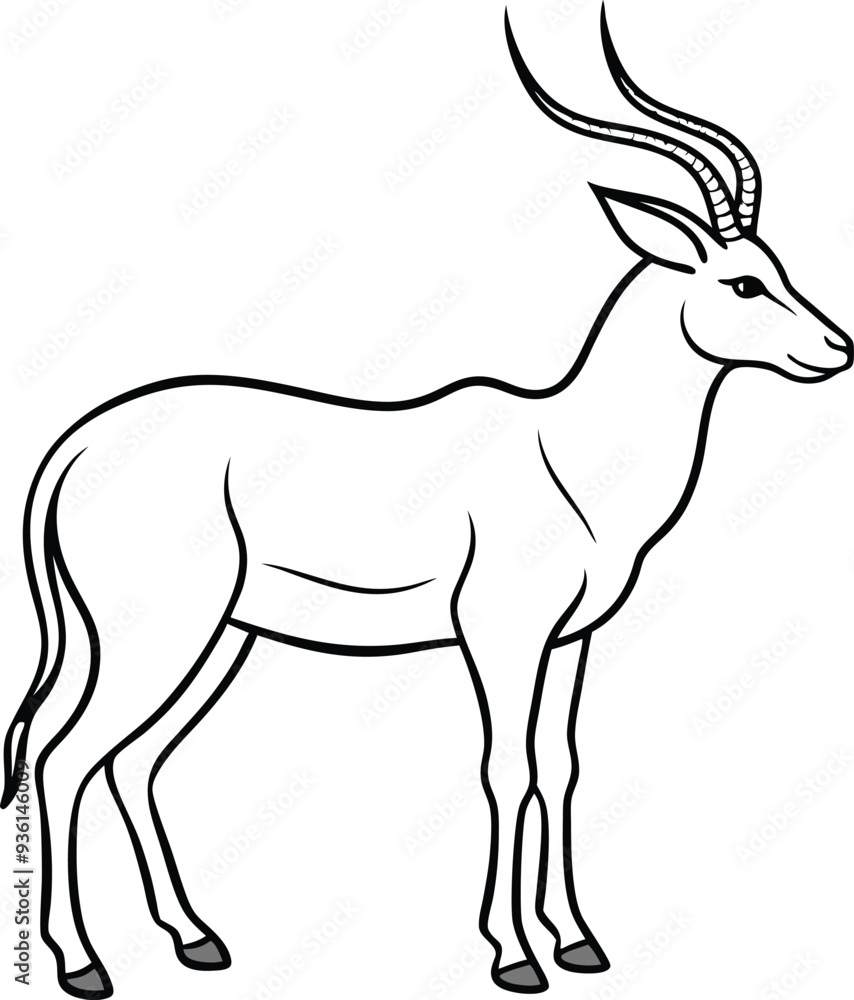 An Antelope outline illustration art, smooth line art like silhouette on white background. An Antelope outline illustration art, smooth line art like silhouette on white background.