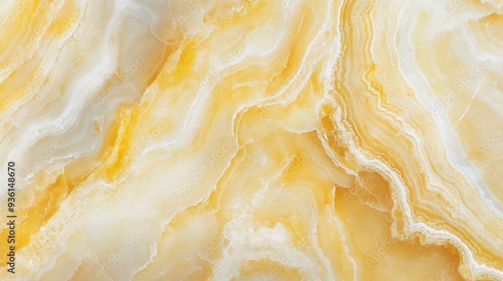 A close-up of a smooth, yellow onyx marble A close-up of a smooth, yellow onyx marble