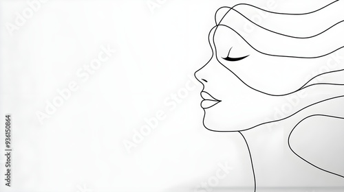 Minimalist illustration, woman's profile, single line art