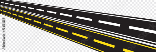 Road asphalt highway street seamless element. Asphalt Roads with Yellow and White Lines. EPS 10.