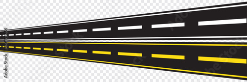 Road asphalt highway street seamless element. Asphalt Roads with Yellow and White Lines. EPS 10.