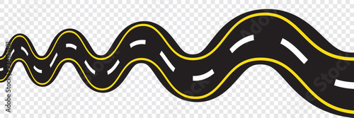 Road asphalt highway street seamless element. Asphalt Roads with Yellow and White Lines. EPS 10.