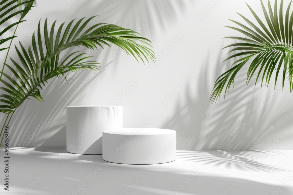 White vases on a table White vases on a table