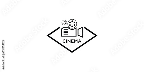 Creative reel people film logo design premium vector