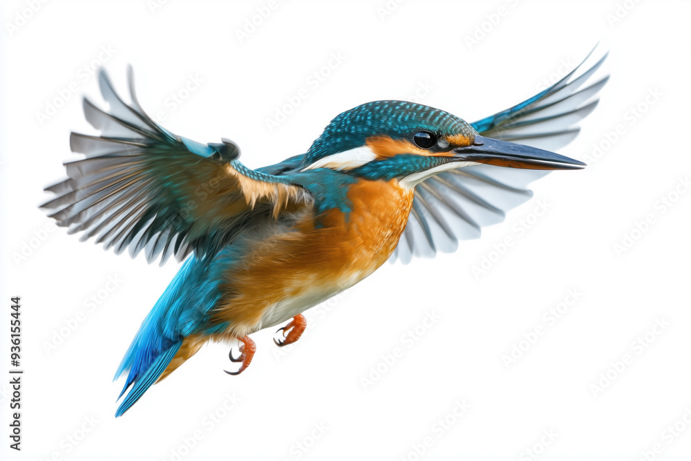 Fototapeta premium Kingfisher diving isolated on white background