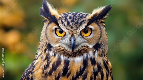 Close-up Portrait of a Majestic Eurasian Eagle Owl