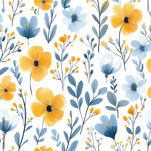 Wallpaper Mural Seamless, Floral pattern, Hand-drawn flowers, Pastel colors, Minimalist design, Cute flowers, Soft colors, Simple drawing, White background, Negative space, Decorative design, Vector pattern Torontodigital.ca