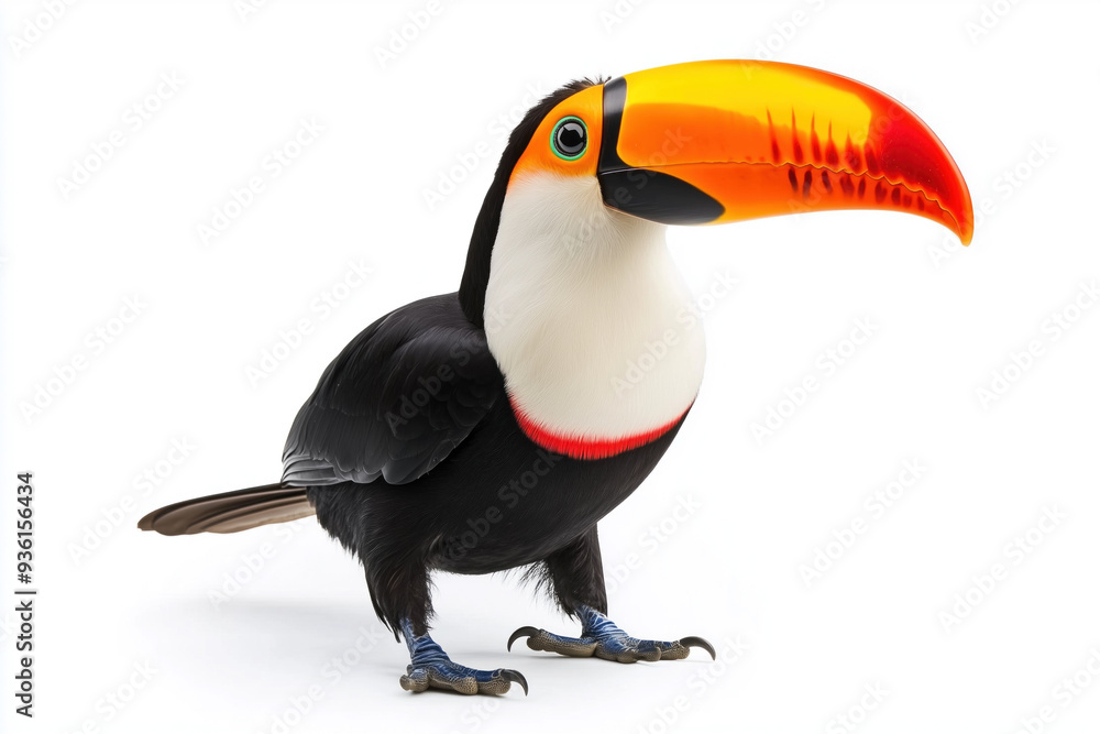 Naklejka premium Toucan with beak open isolated on white background
