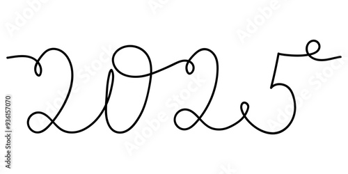 Creative line art representing the year twenty twenty-five with cursive style and artistic flair