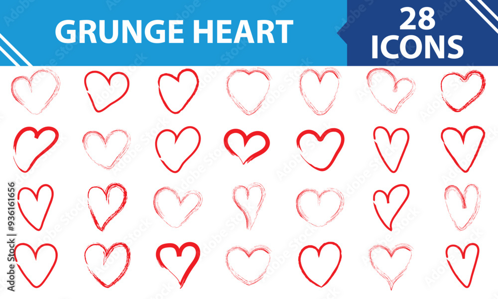 Grunge hearts icons. scribble ink grunge heart shapes icons drawn with markers and crayons set. isolated on white background. Vector illustration. EPS 10 Grunge hearts icons. scribble ink grunge heart shapes icons drawn with markers and crayons set. isolated on white background. Vector illustration. EPS 10