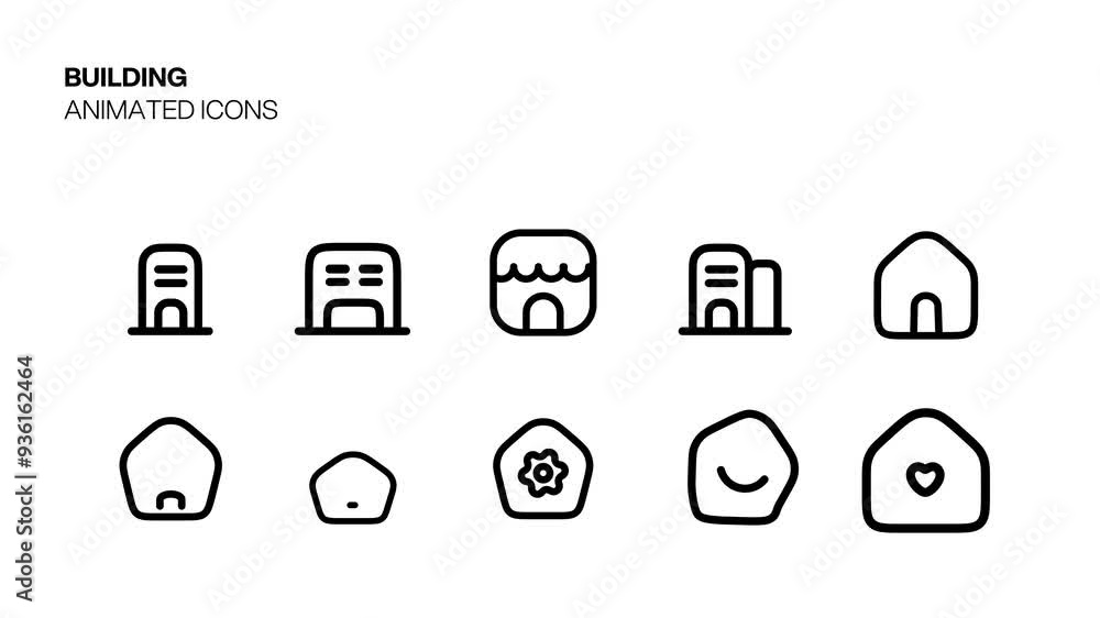 Buildign Icon Animation Animated Building Icons Pack - Home, Building, Home Settings, Home ...