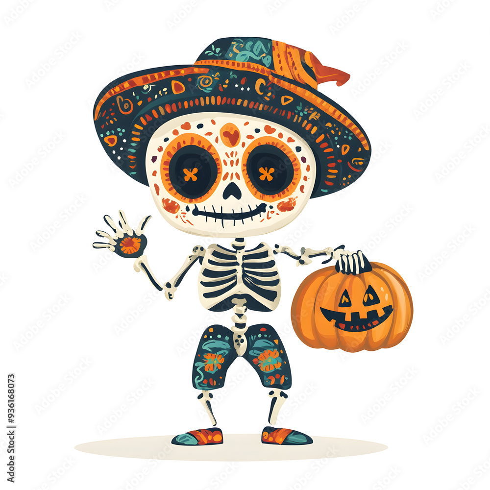 Kawaii Skeleton with Flowers Kawaii Skeleton with Flowers