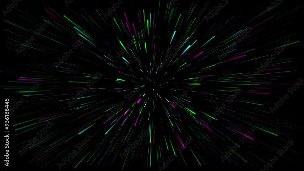 Hyper jump to another galaxy. Speed of light, race at neon globe speed.. Blue and pink color. on black background. Hyper jump to another galaxy. Speed of light, race at neon globe speed.. Blue and pink color. on black background.