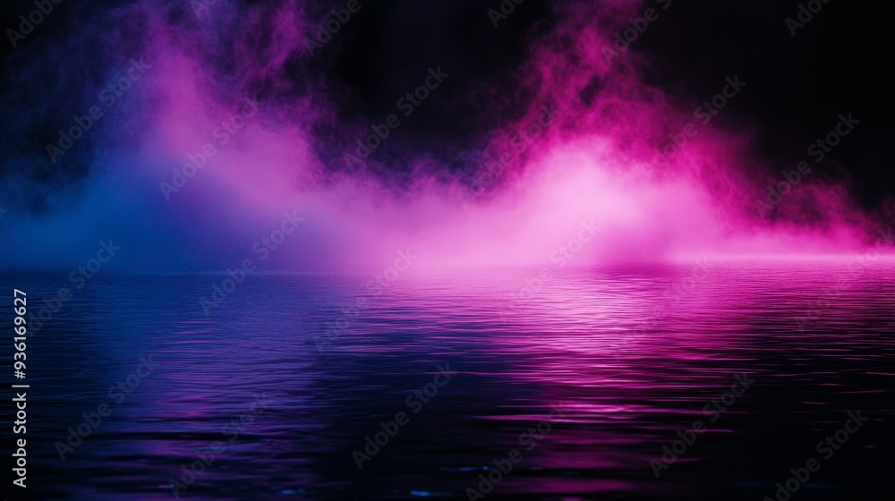 During a nighttime event, vibrant colors and light fill the air in a mystic setting During a nighttime event, vibrant colors and light fill the air in a mystic setting