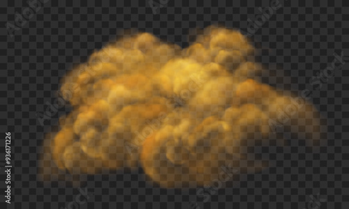 Vector of realistic golden clouds on grey checkered background
