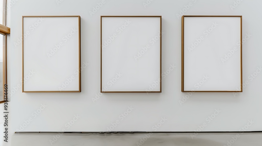 Empty poster mockup. Aesthetic blank frame on the white wall Empty poster mockup. Aesthetic blank frame on the white wall