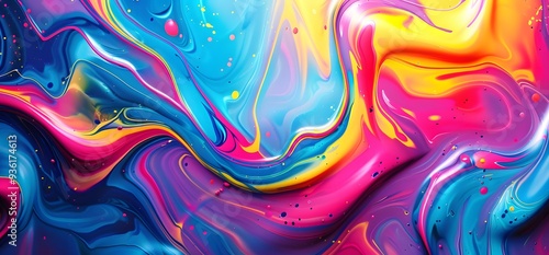 Abstract Swirling Colors and Bubbles photo