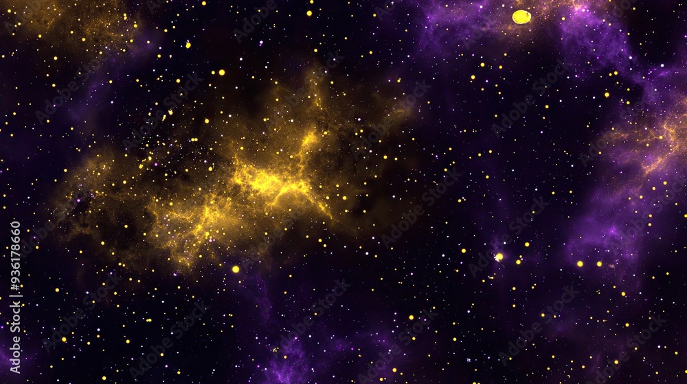 Obraz premium dark yellow starfield, constellation Pisces, dark yellow, dark purple, dark violet