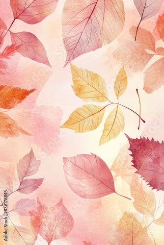 aesthetic autumn inspired autumn watercolor background with leaves