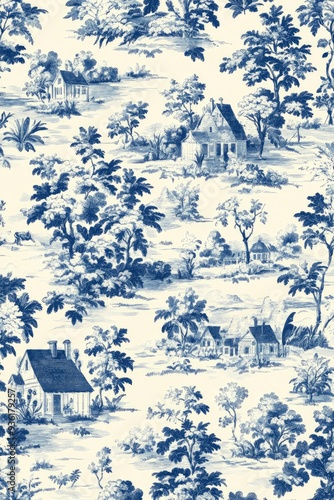 The blue and white chinoiserie print