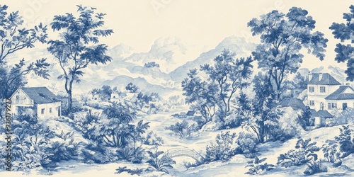 The blue and white chinoiserie print
