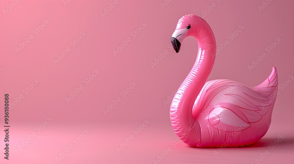 Pink Inflatable Flamingo on Pink Background Pink Inflatable Flamingo on Pink Background