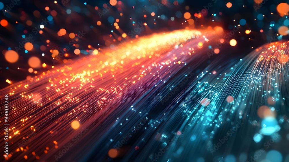 Obraz premium 33. An advanced internet architecture with detailed fiber optic connections and data exchanges