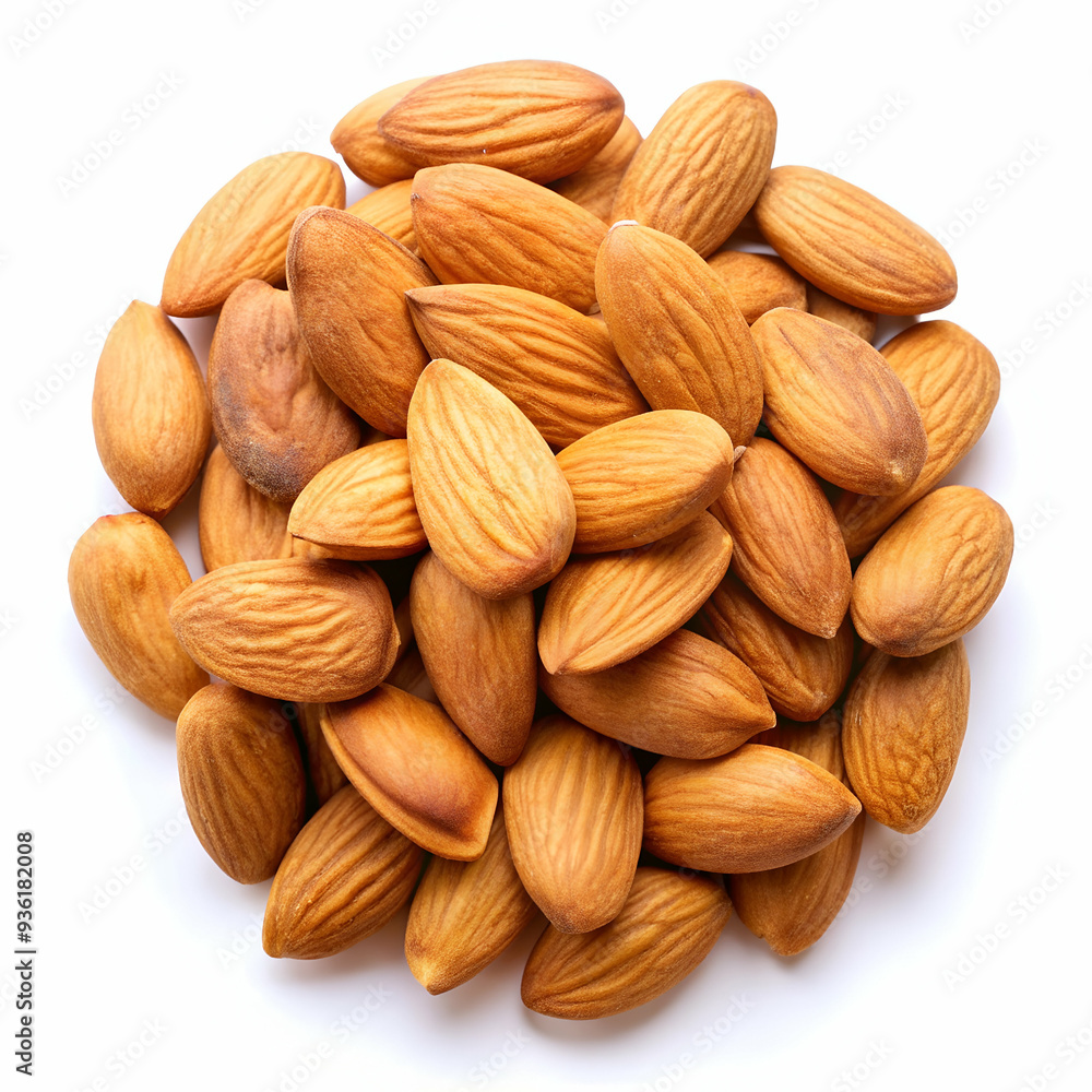 Heap of almonds isolated on white background Heap of almonds isolated on white background