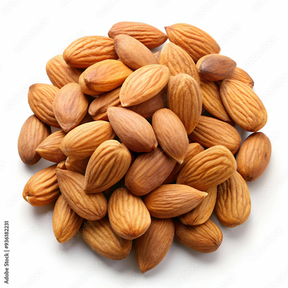 Heap of almonds isolated on white background Heap of almonds isolated on white background