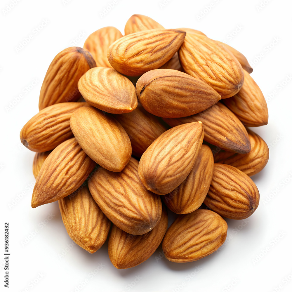 Heap of almonds isolated on white background Heap of almonds isolated on white background