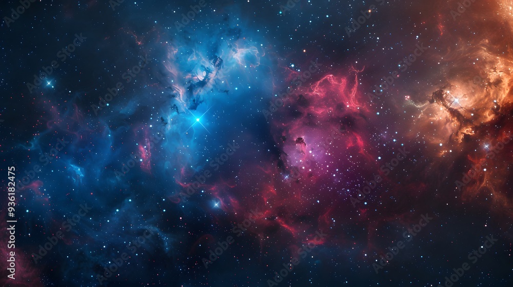 Fototapeta premium Cosmic Nebula with Stars and Gaseous Clouds