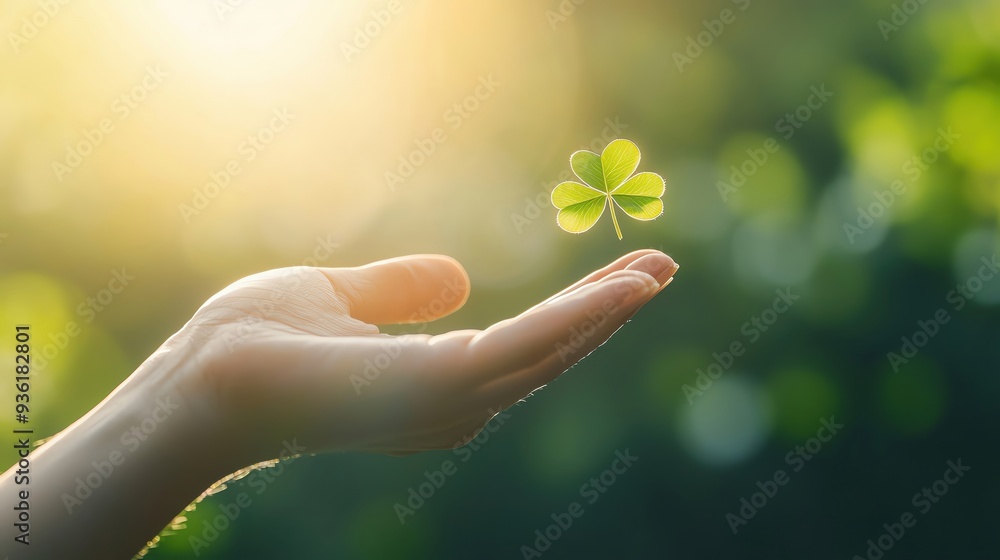 A hand gently holds a four-leaf clover, symbolizing luck and prosperity against a soft, glowing background of nature. A hand gently holds a four-leaf clover, symbolizing luck and prosperity against a soft, glowing background of nature.