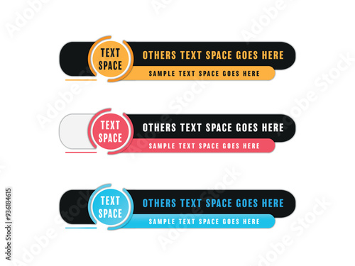 Free Vector  Modern lower third banners template set. Flat style lower third geometric banners.