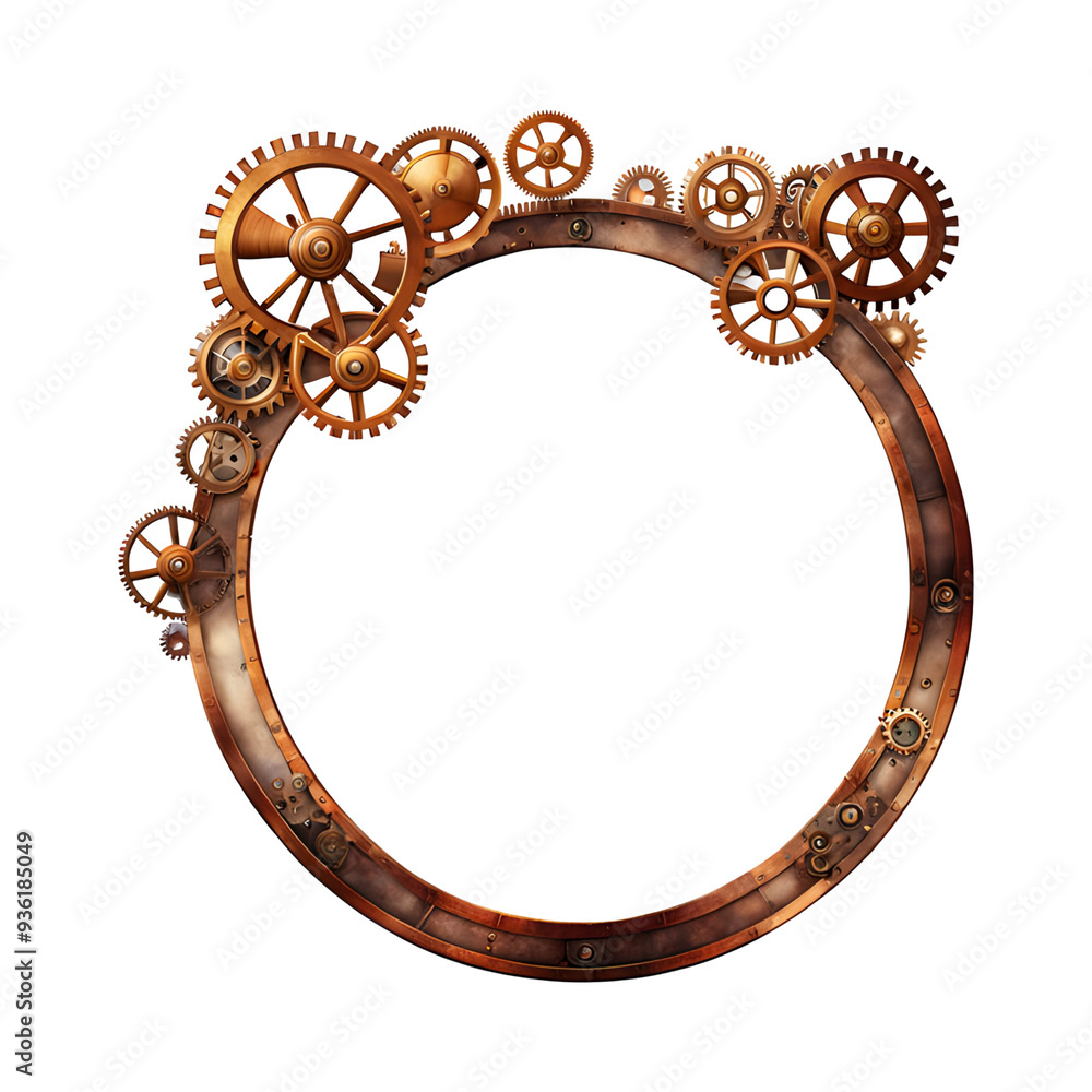 Obraz premium Steampunk Ring Border Transparent Background