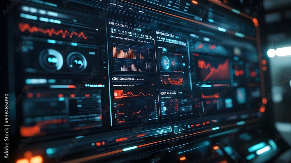 21. A futuristic digital dashboard displaying real-time network statistics and data analytics 21. A futuristic digital dashboard displaying real-time network statistics and data analytics