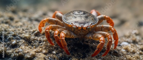 A close-up of a mysid, a small crustacean found in marine and freshwater. photo