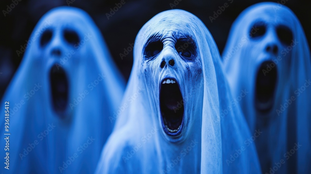 Fototapeta premium Three Ghoulish Figures Screaming in Horror 