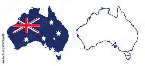 australia flag and map