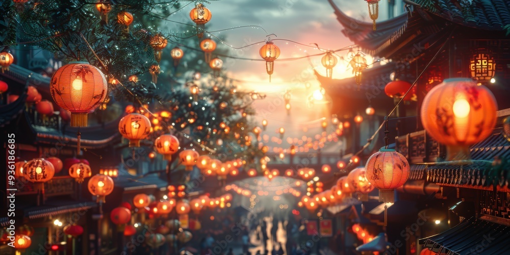 Illuminated Streets of a Chinese City Illuminated Streets of a Chinese City