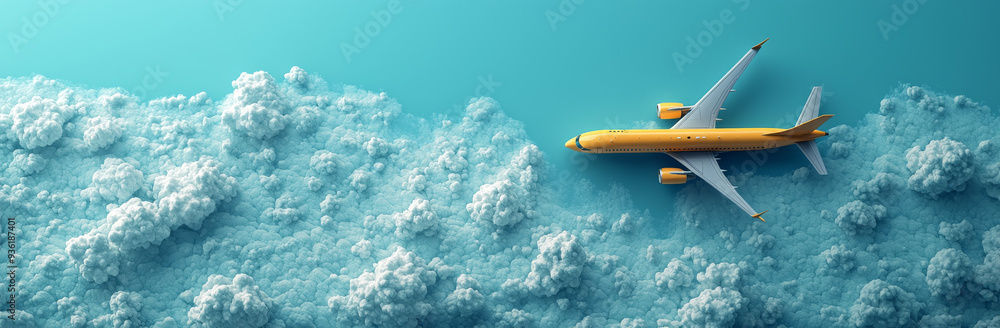 Obraz premium 旅客機・飛行機・青空