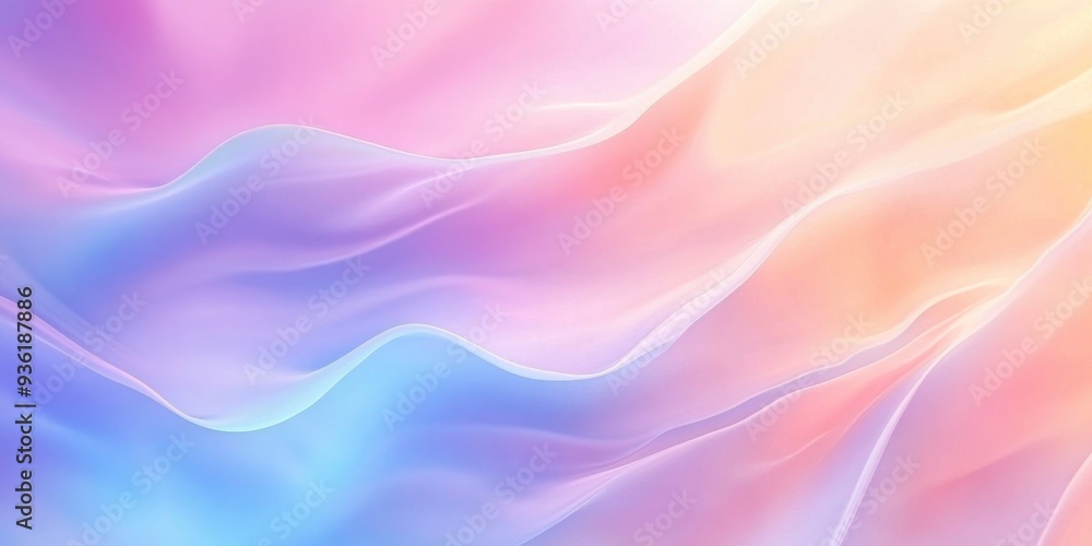 Fototapeta premium Wavy soft gradient pastel background in glassmorphism style