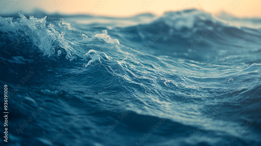 Serene Waves at Dusk: The Tranquil Beauty of Ocean Water in Evening Light Serene Waves at Dusk: The Tranquil Beauty of Ocean Water in Evening Light
